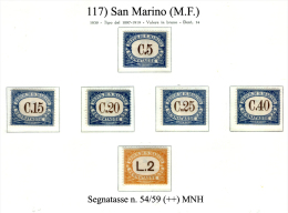 San-Marino-(M.F.)-0117 - 1939 - Sassone: Segnatassei N.54/59, 64, (++) MNH - Impuestos