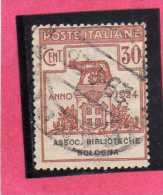 ITALY KINGDOM ITALIA REGNO 1924 PARASTATALI CASSA NAZIONALE ASSICURAZIONI SOCIALI CENT. 30 USED - Portofreiheit