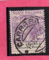 ITALY KINGDOM ITALIA REGNO 1924 PARASTATALI CASSA NAZIONALE ASSICURAZIONI SOCIALI CENT. 50 USED - Portofreiheit