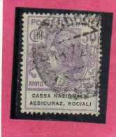 ITALY KINGDOM ITALIA REGNO 1924 PARASTATALI CASSA NAZIONALE ASSICURAZIONI SOCIALI CENT. 50 USED - Portofreiheit