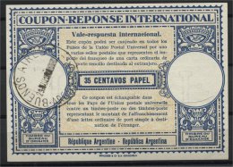 ARGENTINA, COUPON REPONSE / INTERNATIONAL REPLY COUPON 35 CENTAVOS PAPEL, UNFOLDED - Cartas & Documentos