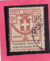 ITALY KINGDOM ITALIA REGNO 1924 PARASTATALI FEDERAZIONE ITALIANA  BIBLIOTECHE POPOLARI CENT. 5 USED - Franchise