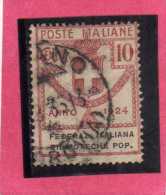 ITALY KINGDOM ITALIA REGNO 1924 PARASTATALI FEDERAZIONE ITALIANA  BIBLIOTECHE POPOLARI CENT. 5 USED - Franchise