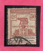 ITALY KINGDOM  ITALIA REGNO 1924 PARASTATALI FEDERAZIONE ITALIANA  BIBLIOTECHE POPOLARI CENT. 30 USATO USED - Franchise