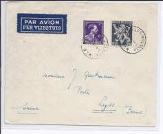 N°687A-693 Bruxelles 1-10.4.45 S/l.avion V.Lyss(CH).Affr.5,50F.TB - WW II (Covers & Documents)