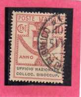 ITALY KINGDOM ITALIA REGNO 1924 PARASTATALI UFFICIO NAZIONALE COLLOCAZIONE DISOCCUPATI CENT. 10 USATO USED - Franquicia