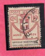 ITALY KINGDOM ITALIA REGNO 1924 PARASTATALI UFFICIO NAZIONALE COLLOCAZIONE DISOCCUPATI CENT. 10 USATO USED - Franchise