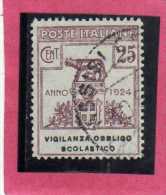 ITALY KINGDOM  ITALIA REGNO 1924 PARASTATALI VIGILANZA OBBLIGO SCOLASTICO CENT. 25 USATO USED - Franchise