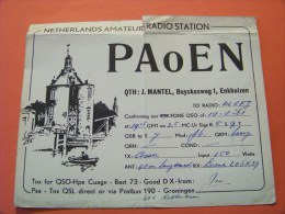 Netherlands    QSL   Karte   PA0EN     Radio   18.8.61    ( 14 )  Obere Seite Defekt - Radio