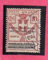 ITALIA REGNO ITALY 1924  PARASTATALI OPERA NAZIONALE PROTEZIONE INVALIDI GUERRA ASSOCIAZIONE MUTILATI CENT 10 USATO USED - Franquicia