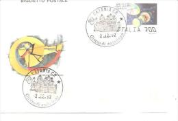 81073) BIGLIETTO POSTALE 2-12-92  LIRE200 CATANIA - Stamped Stationery