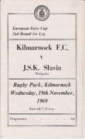 Official Football Programme KILMARNOCK - JSK SLAVIA SOFIA INTER CITIES FAIRS CUP ( Pre - UEFA ) 1969 2nd Round VERY RARE - Habillement, Souvenirs & Autres