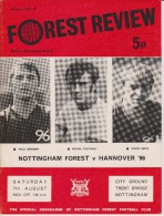 Official Football Programme NOTTINGHAM FOREST - HANNOVER 96 Return Challenge Match 1971 - Kleding, Souvenirs & Andere