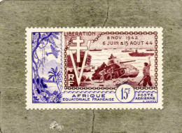 A.E.F : 10ème Anniversaire Du Débarquement : Croix De Lorraine, Char, Plage Du Débarquement. - Unused Stamps