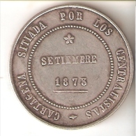 REPLICA DE UNA MONEDA DE ESPAÑA DE 5 PTAS DEL AÑO 1873 DE CARTAGENA  (REVOLUCION CANTONAL) (FAUX-FAKE) (NO ES DE PLATA) - Münzen Der Provinzen