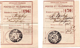 DESVRES : Postes Et Télégraphes - Déclaration De Versement -  Années 1880 - Telegraphie Und Telefon