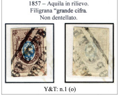 Russia-0002 - 1857 - Y&T: N. 1 (o) - Privo Di Difetti Occulti - - Oblitérés