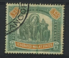 Malaysia  25 $ Ø  SG 51 Or 82    Cv 750 £    Très Beau   Very Fine  Elephants - Federated Malay States