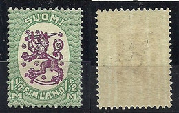 FINLAND FINNLAND 1927 Michel 132 W B *  Wappe Coat Of Arms - Neufs