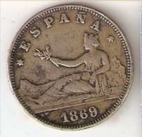 FALSA MONEDA DE EPOCA DE ESPAÑA DE 2 PTAS DEL AÑO 1869 (FAUX-FAKE) (NO ES DE PLATA) - Premières Frappes