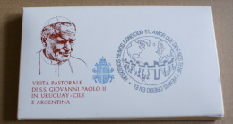 VATICANO 1987 - COLLECTION IN FOLDER TWENTY TWO  FDC ORIGINAL OBLITERATIONS VISIT POPE JHON PAUL II ARGENTINA, CILE E UR - Storia Postale