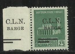 ITALY ITALIA 1945 CLN BARGE MONUMENTS DESTROYED OVERPRINTED MONUMENTI DISTRUTTI CENT. 25 CON APPENDICE TAB MNH - Comité De Libération Nationale (CLN)