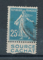 Semeuse 25c Bleu Pub Evian Source   - Cote 8€ - Used Stamps