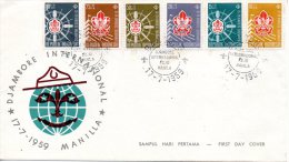 INDONESIE. N°193-8 De 1959 Sur Enveloppe 1er Jour (FDC). Jamboree à Manille. - Cartas & Documentos