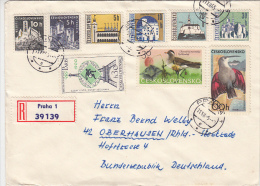 2914- CASTLES, BIRDS, PARIS OLYMPICS, STAMPS ON REGISTERED COVER, 1965, CZECHOSLOVAKIA - Lettres & Documents