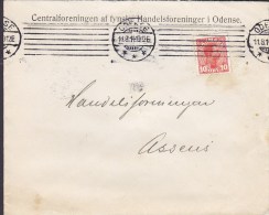 Denmark CENTRALFORENINGEN Af FYNSKE HANDELSFORENINGER, ODENSE 1914 Cover Brief To ASSENS (2 Scans) - Storia Postale