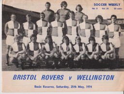 Official Football Programme WELLINGTON - BRISTOL ROVERS Friendly Match 1974 New Zealand Tour EXTREMELY RARE - Kleding, Souvenirs & Andere