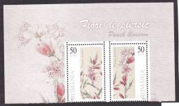 FLOWERS PEACH BLOSSON STAMPS IN PAIR + MARGIN 2011, MNH,Romania. - Ongebruikt