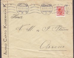 Denmark ALFRED CAPITO (Hørkram, Conserves), KJØBENHAVN (K.) 1917 Cover Brief To ASSENS (2 Scans) - Storia Postale