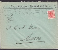 Denmark EMIL MOTTLAU (Holz, Timber Merchant Company), KJØBENHAVN (K.) 1914 Cover Brief To ASSENS (2 Scans) - Covers & Documents