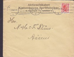 Denmark Aktieselskabet KJØBENHAVNS SPRITFABRIKER, KJØBENHAVN (K.) 1914 Cover Brief ASSENS (2 Scans) - Storia Postale