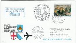 Milano -Zurigo  ALITALIA  20.10.1982 - Covers & Documents