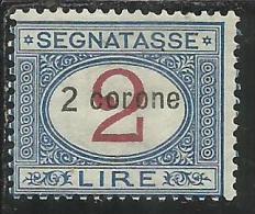 DALMAZIA 1922 SEGNATASSE TAXES TASSE DUE TAXE C 2 CORONE. SU 2 LIRE MNH FIRMATO SIGNED - Dalmatia