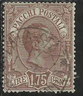 ITALIA REGNO ITALY KINGDOM 1884 - 1886 PACCHI POSTALI LIRE 1,75 TIMBRATO USED - Postal Parcels
