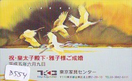 Telecarte Japon OISEAU (3554)  GRUE - Couple En Parade Sur HOKKAIDO * CRANE BIRD Japan Phonecard * KRANICH Vogel TK - Gallinaceans & Pheasants