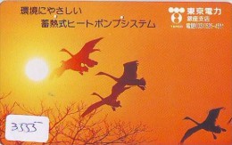 Telecarte Japon OISEAU (3555)  GRUE - Couple En Parade Sur HOKKAIDO * CRANE BIRD Japan Phonecard * KRANICH Vogel TK - Gallinaceans & Pheasants