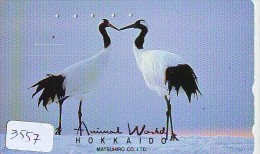 Telecarte Japon OISEAU (3557)  GRUE - Couple En Parade Sur HOKKAIDO * CRANE BIRD Japan Phonecard * KRANICH Vogel TK - Gallinaceans & Pheasants
