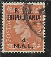 TRIPOLITANIA OCCUPAZIONE BRITANNICA 1950 BA B.A. 4 M SU 2 P TIMBRATO USED - Tripolitania
