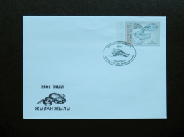 FDC Cover From Kyrgyzstan 2001 IMPERFORATED Animal Fauna Year Of Snake Astrology Zodiac - Kirgisistan