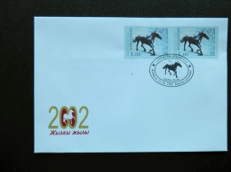 FDC Cover From Kyrgyzstan 2002 Animal Fauna Year Of Horse Astrology Zodiac - Kirgisistan