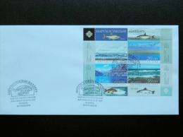 FDC Cover From Kyrgyzstan 2005 Animals Fishes Fish Mountains Landscape - Kirghizistan