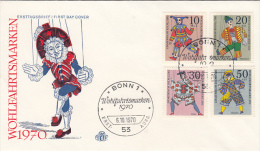 3024- PUPPETS, CLOWNS, COVER FDC, 1970, GERMANY - Marionetas