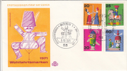 3025- DOLLS, WOOD FIGURINES, COVER FDC, 1971, GERMANY - Poupées