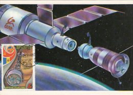 3118- SPACE, COSMOS, SALIUT- SOIUZ SPACE COMPLEX, CARTES MAXIMUM, 1986, RUSSIA - Russie & URSS