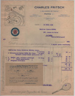 Facture SPECIALITES POUR RAQUETTES DE TENNIS CHARLES FRITSCH PARIS 1936 Cordages, La Manica - Sports & Tourisme