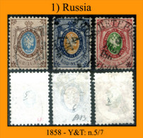 Russia-0001 - 1858 - Y&T: N.5/7 (o) - - Oblitérés